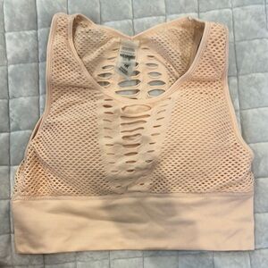 Kittenish Cream Intimates Sports Bra with Mesh Design
